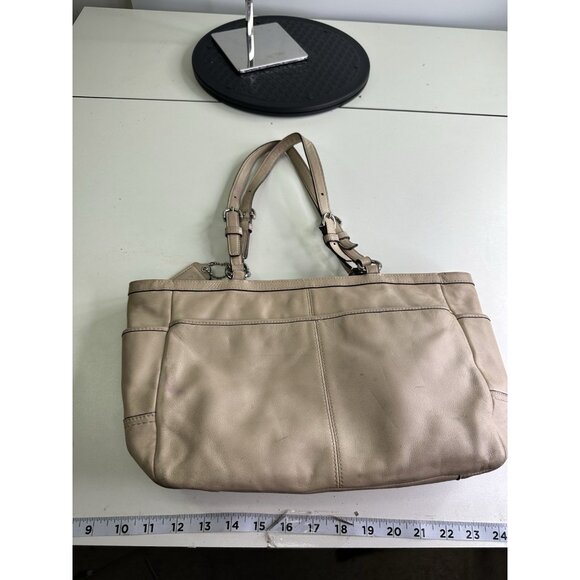 Coach F17721 Gallery Leather Shoulder Handbag Tote Purse Beige - Picture 12 of 16
